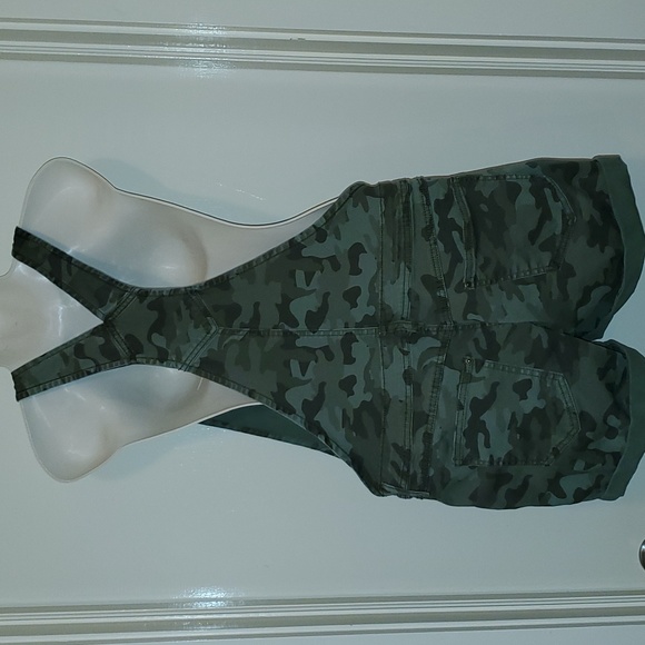 LEI CAMO DENIM SHORTALLS SHORTS OVERALLS BIBS JUNIOR LARGE women medium - Picture 2 of 13